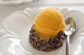 Photo of Black Rice Pudding Cakes with Mango Sorbet