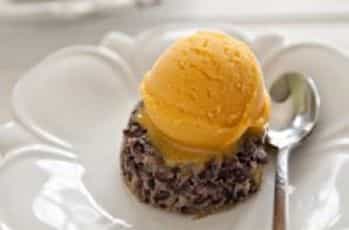 Photo of Black Rice Pudding Cakes with Mango Sorbet